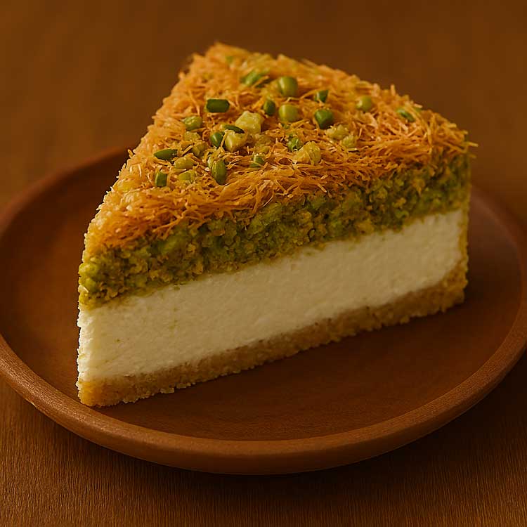 Pistachio Kunafa Cheesecake